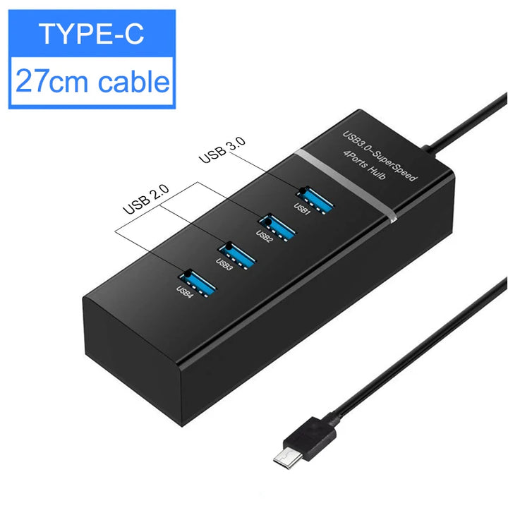 4 Ports 2.0 3.0 USB HUB Splitter High Speed Multi Splitter USB Adapter Expander Cable For Desktop PC Laptop Adapter USB HUB
