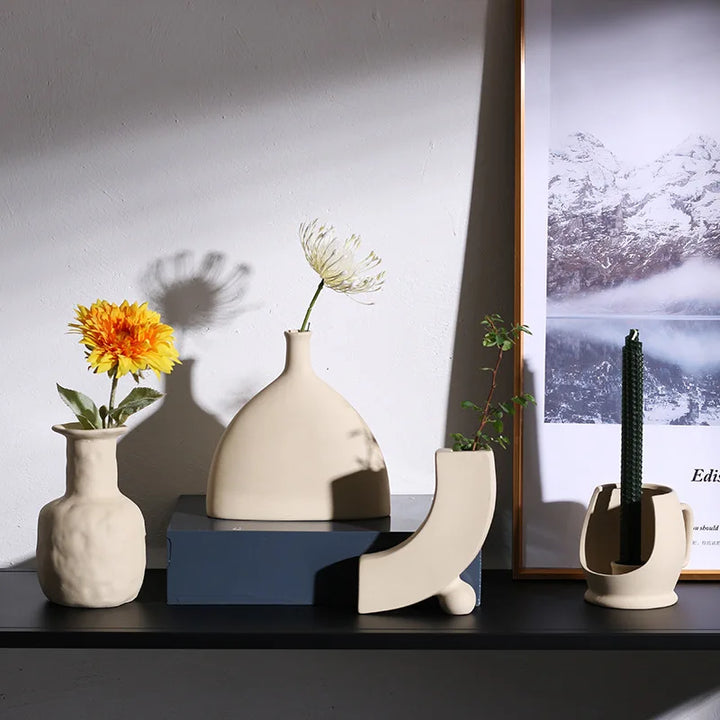 large white ceramic vase for dried flowers