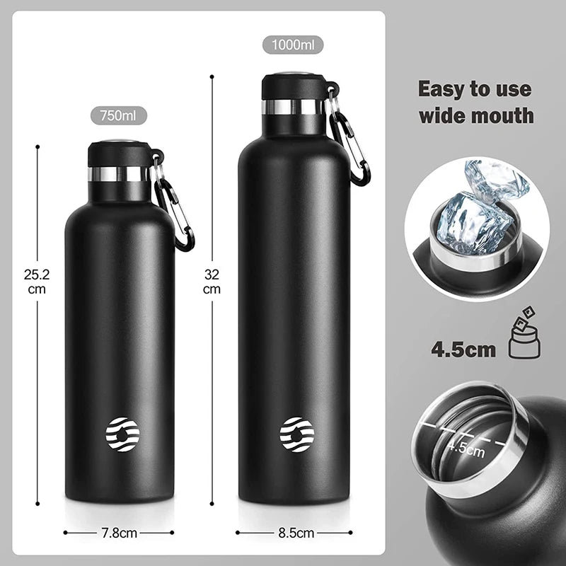 vacuum insulated 24 hour hot cold water bottle.