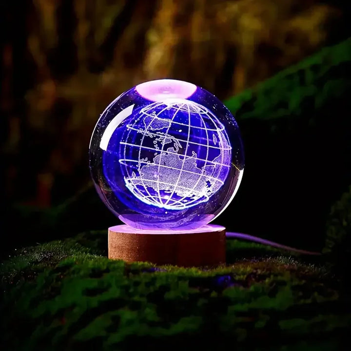 1pc 3D Dolphin Moon Crystal Ball, Birthday Gift To Wife Friend 3D Laser Etched Marine Animal Indoor Statue Lamp Decoration