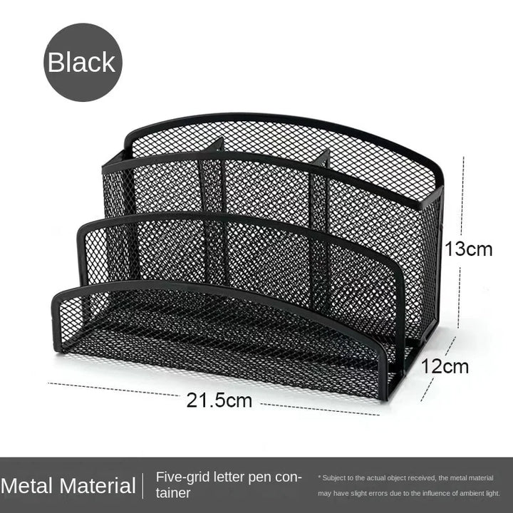 Folder Holder Desk, 2 Pack Mail Organizer Letter Holder for Desk Metal Mesh with 3 Vertical Upright Compartments