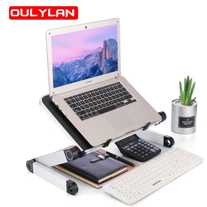 Adjustable Laptop Desk Stand Portable Aluminum Ergonomic Lapdesk ForSofa PC Notebook Table Desk Stand With Mouse Pad Punk