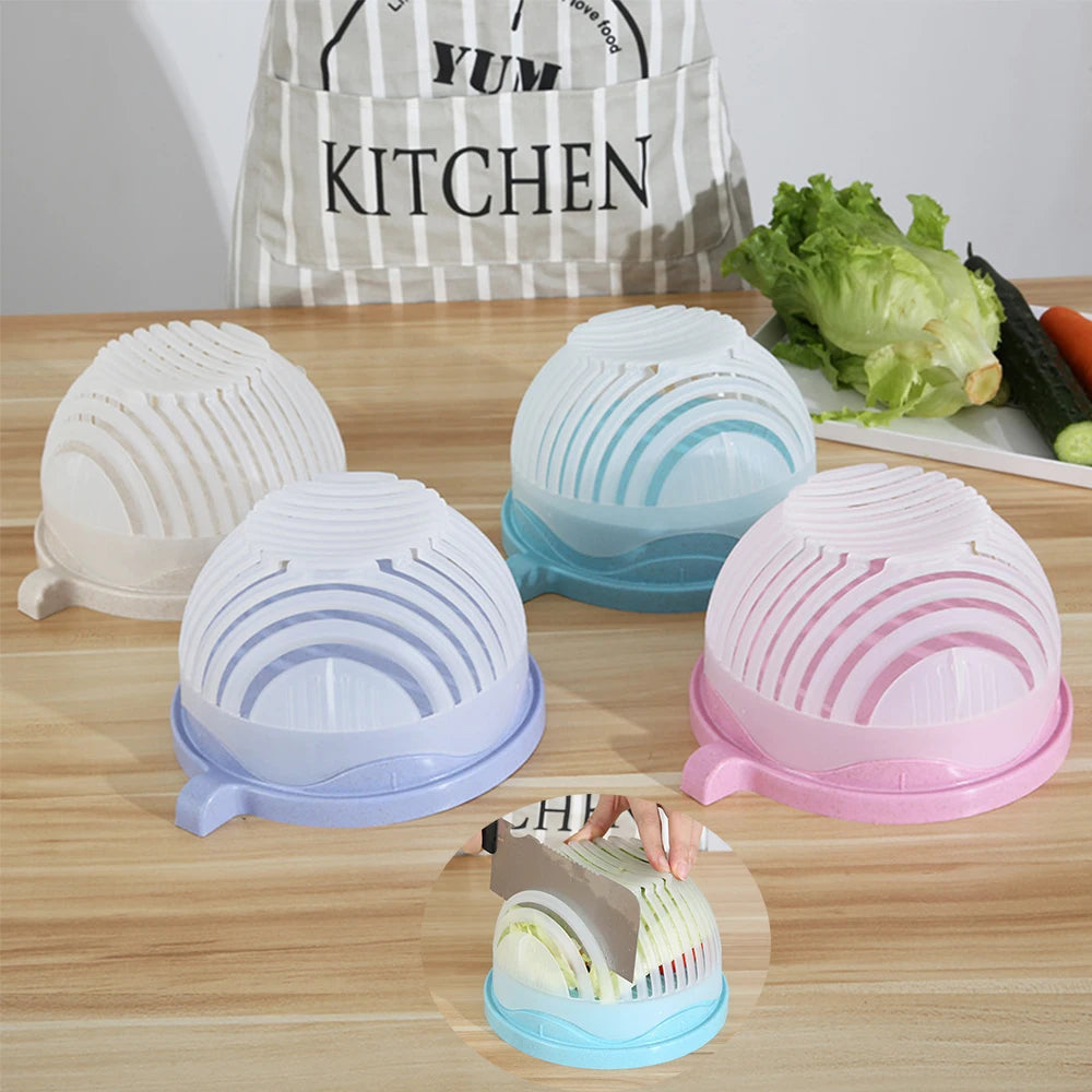 1PC Vegetable Salad Cutter Cutting Bowl Chopper for Vegetable SliceCut Fruit Salad Kitchen Tools Accessorie Gadgets Kitchen Item