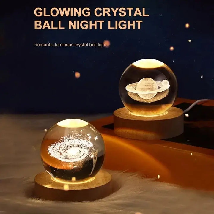 LED lit 3D planet crystal for astronomy lovers