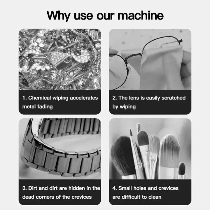 Portable Vibration Cleaning Machine High Frequency Household Stain Removal Jewelry Watch Glasses Cleaning Machine