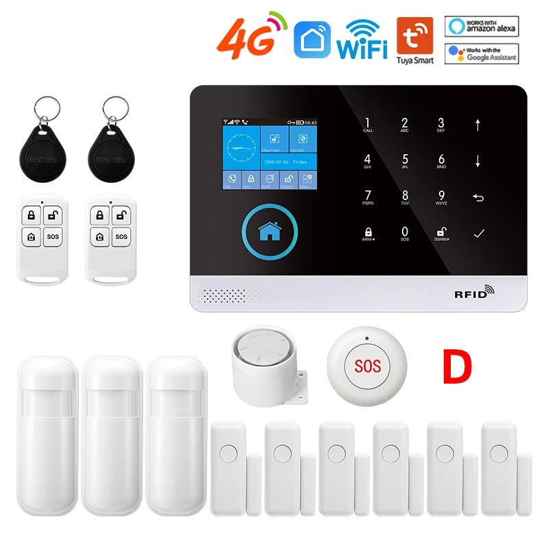 Tuya Wireless Security Protection Alarm Smart Home Alarm System kits House Security Protection Support Smart Life 2G/4G