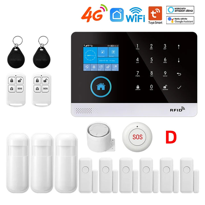 Tuya Wireless Security Protection Alarm Smart Home Alarm System kits House Security Protection Support Smart Life 2G/4G