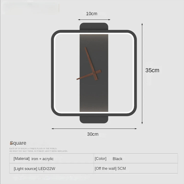 "modern led wall clock with soft night light"