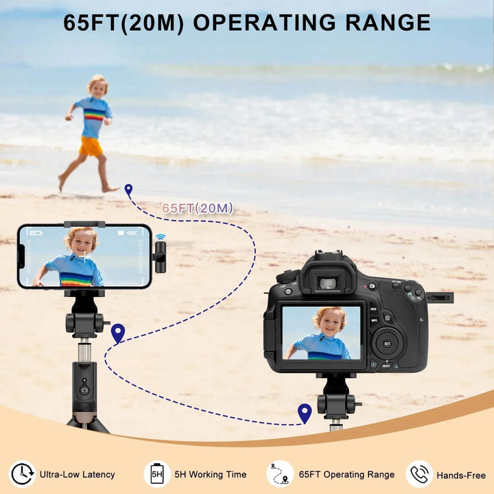 Wireless Lavalier Microphone Audio Video Recording Mini Mic For iPhone Android Laptop Live Gaming Mobile Phone Microphone