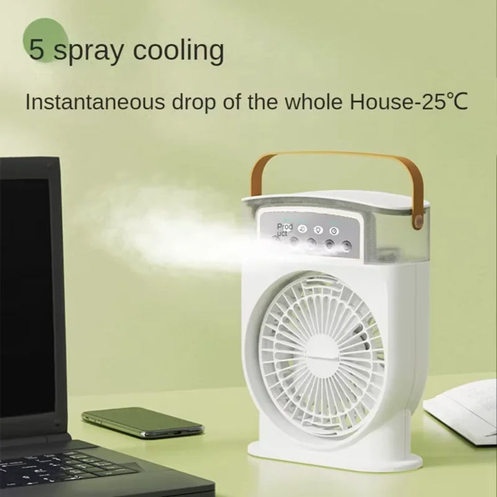 Portable Air Conditioner Fan 5-Hole Spray Air Cooing Mini Electric Fan HumidifierTable Fan For Home Air Cooler LED Night Lights