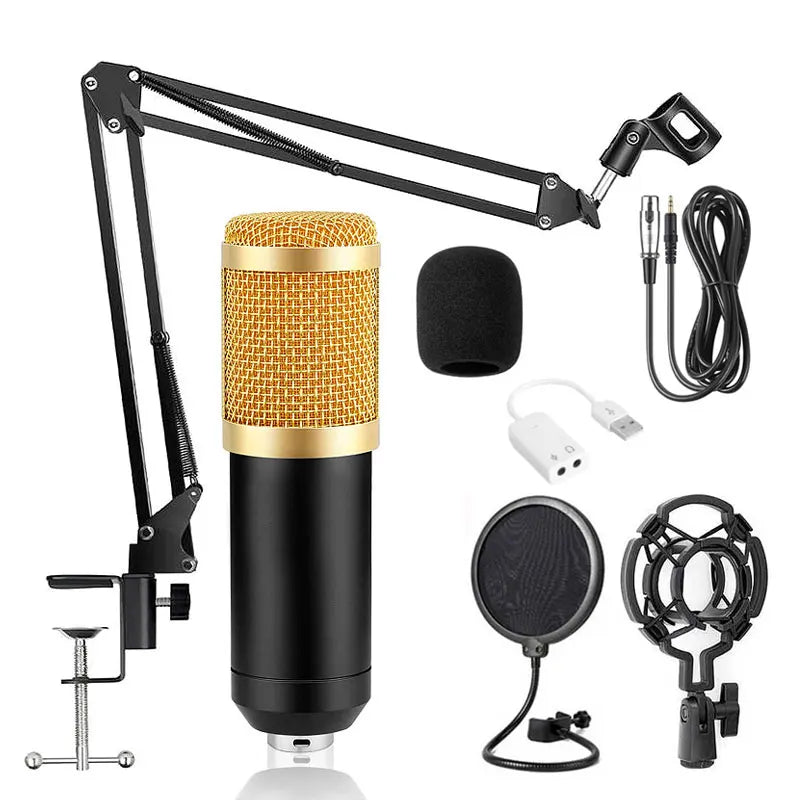 Bm800 Condenser Microphone V8 Mobile Phone Sound Card Anchor Computer Recording Stand Live Streaming Online Usb Cantilever Brack