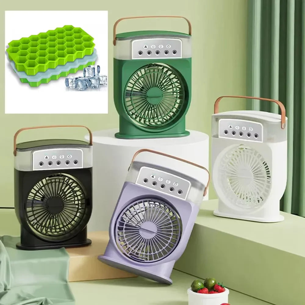Portable Air Conditioner Fan 5-Hole Spray Air Cooing Mini Electric Fan HumidifierTable Fan For Home Air Cooler LED Night Lights