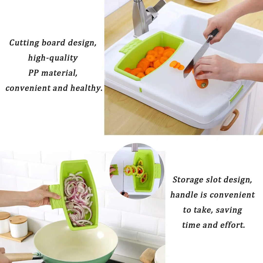 3 in 1 Kitchen Multifunction Sink Strainer Plastic Cutting Board Storage Basket Over Chopping with Containers Retractable Drain