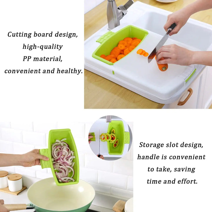 3 in 1 Kitchen Multifunction Sink Strainer Plastic Cutting Board Storage Basket Over Chopping with Containers Retractable Drain