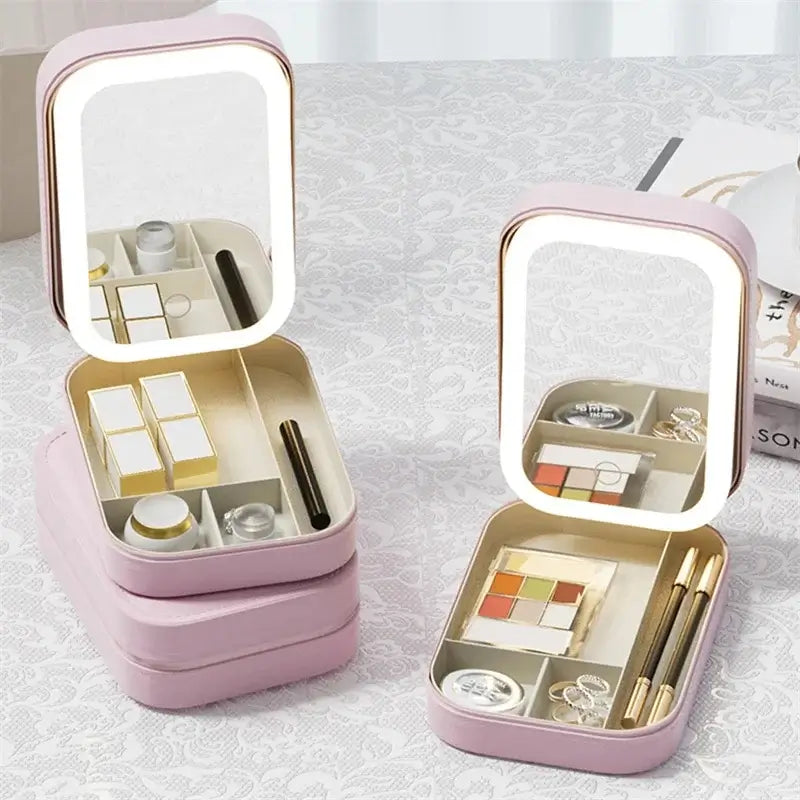 "makeup storage bag with lights for makeup artists"
