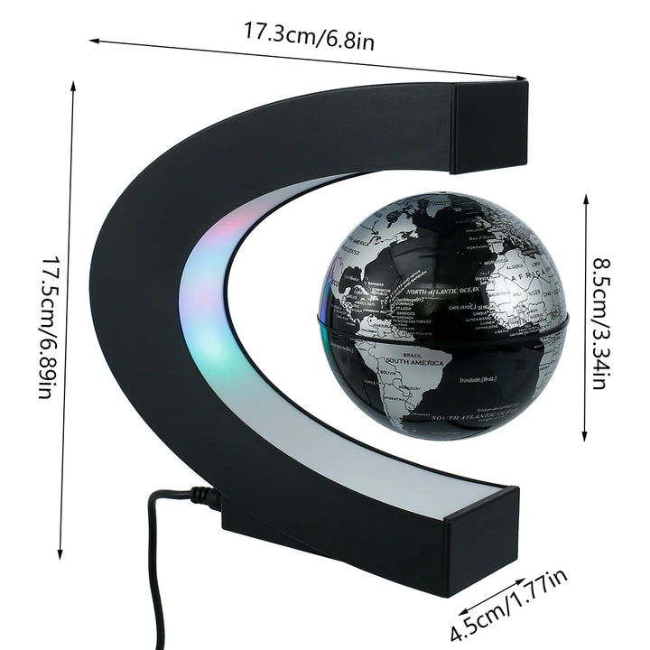 World Globe Pattern Magnetic Levitation Globe LED Rotating Earth Floating Ball Lamp O Shape Bedside Lights Novelty Birthday Gift