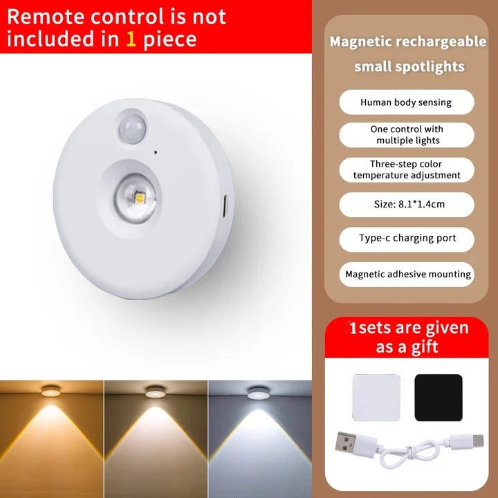 PIR Motion Sensor LED Under Cabinet Lamp Dimmable Rechargeable Night Light Stairs Closet Room Aisle Tube Bar Detector Bulb