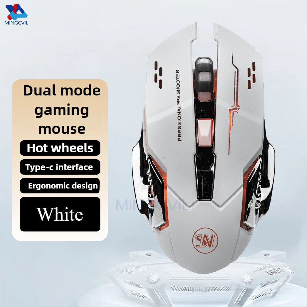 MINGCVIL Rechargeable Wireless Mouse Gaming Computer Bluetooth Mouse USB Mechanical E-Sports Backlight PC Mouse For Computer
