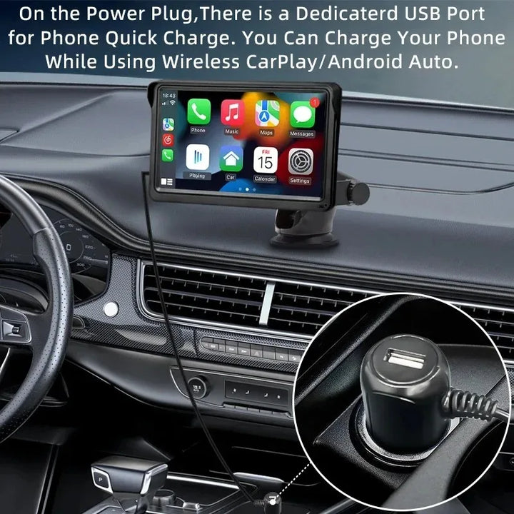 Wireless 7Inch Car Radio Automotive multimedia Carplay Android Auto GPS Navigation Rear View Camera BT AUX For Car Display