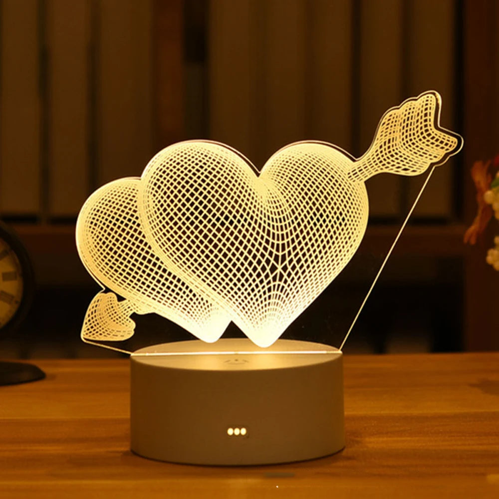 3D Lamp Acrylic USB LED Night Lights Neon Sign Lamp Xmas Christmas Decorations for Home Bedroom Birthday Decor Wedding Gifts