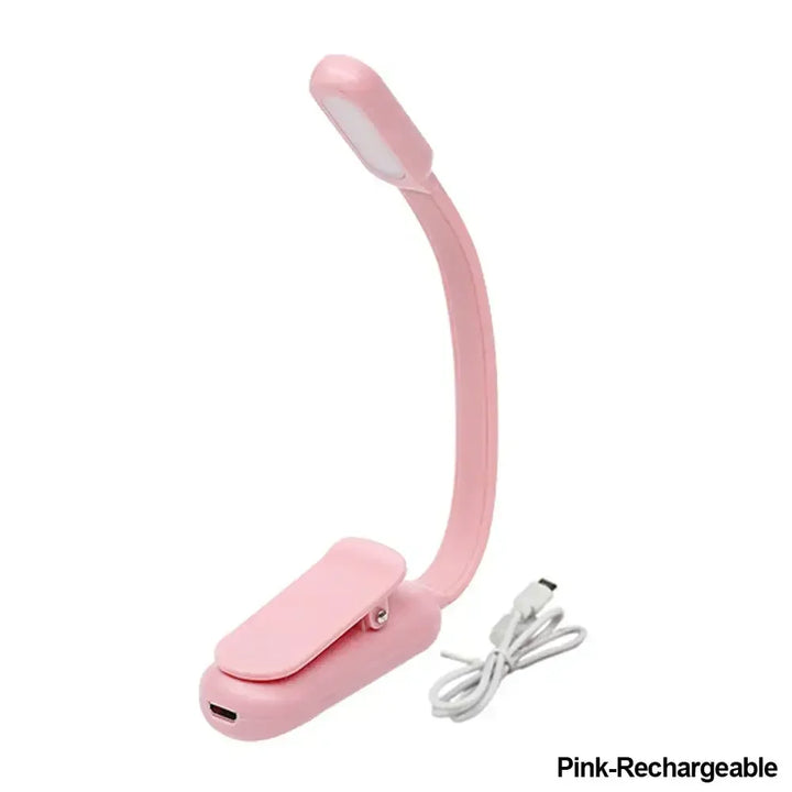 USB Mini LED Book Night 3 Light Color Adjustable Brightness Clip-On Study Reading Lamp Rechargeable for Travel Bedroom Reading