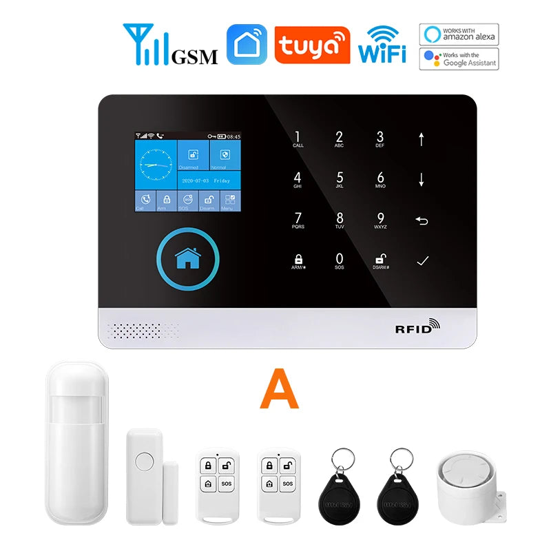 Tuya Wireless Security Protection Alarm Smart Home Alarm System kits House Security Protection Support Smart Life 2G/4G