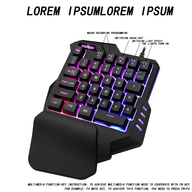 G92 One-handed Keyboard Mechanical Feel Game Left Pistol God Throne Ergonomic Wired Mobile Game Keyboard