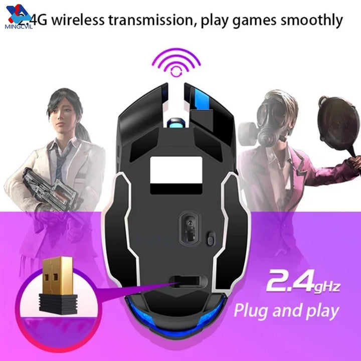 MINGCVIL Rechargeable Wireless Mouse Gaming Computer Bluetooth Mouse USB Mechanical E-Sports Backlight PC Mouse For Computer