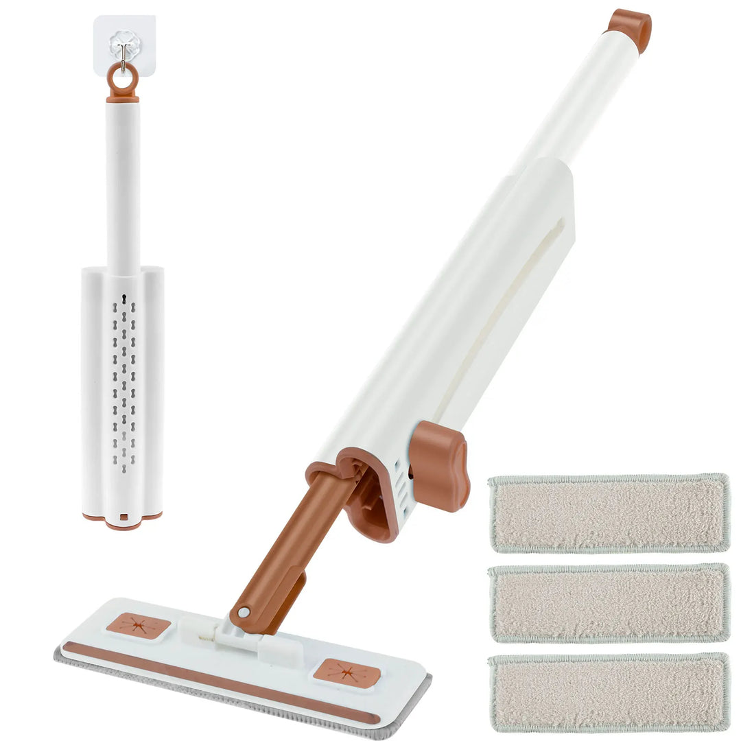 Self Squeezing Mop Microfiber Portable Mini Mop Hand Wash Free Cleaning Mop with 4 Replacement Cloth Pad for Bathroom Kitchen