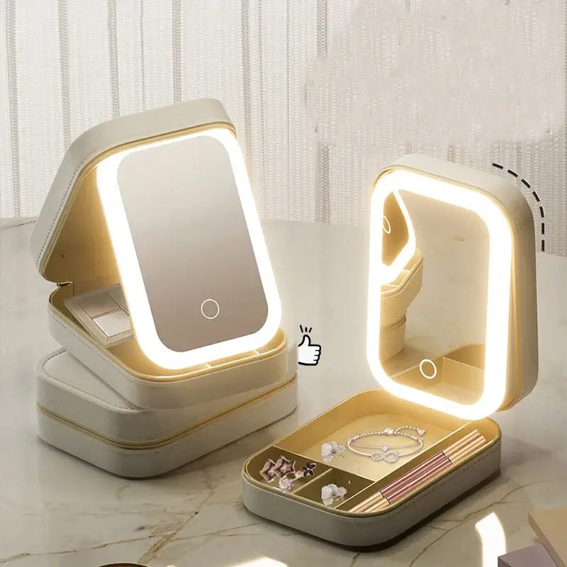 "portable makeup case with built-in LED lights"