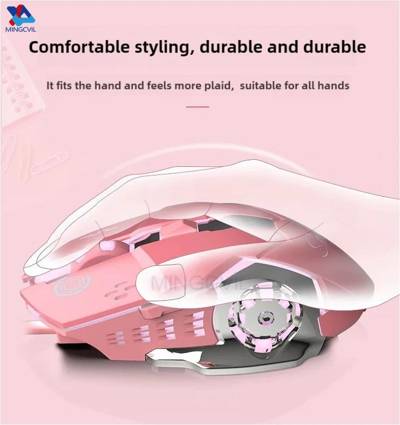 MINGCVIL Rechargeable Wireless Mouse Gaming Computer Bluetooth Mouse USB Mechanical E-Sports Backlight PC Mouse For Computer
