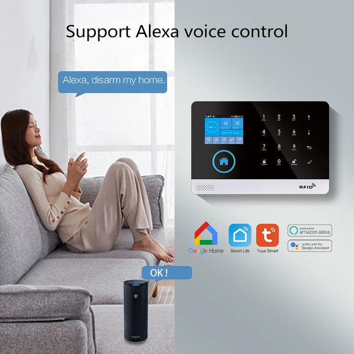 Tuya Wireless Security Protection Alarm Smart Home Alarm System kits House Security Protection Support Smart Life 2G/4G