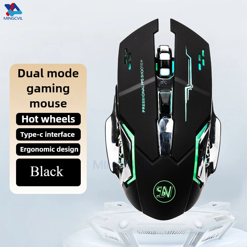 MINGCVIL Rechargeable Wireless Mouse Gaming Computer Bluetooth Mouse USB Mechanical E-Sports Backlight PC Mouse For Computer
