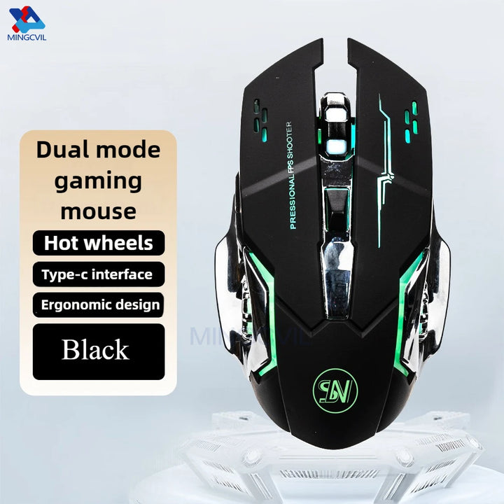 MINGCVIL Rechargeable Wireless Mouse Gaming Computer Bluetooth Mouse USB Mechanical E-Sports Backlight PC Mouse For Computer