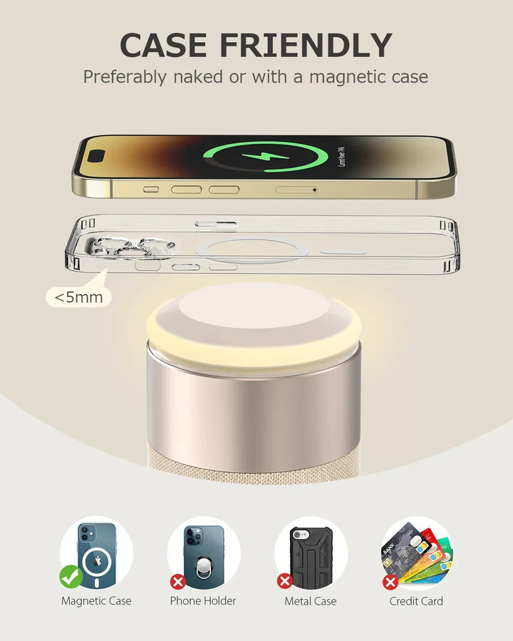 Magnetic Multi-function Wireless Charger with Bluetooth Speaker Alarm Clock for Iphone 16 15 14 13 12 Pro Max for Airpods Iwatch