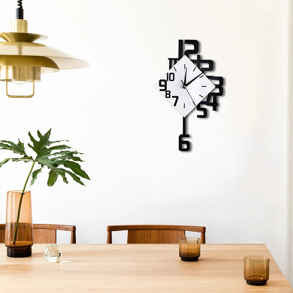 modern wall clock with pendulum