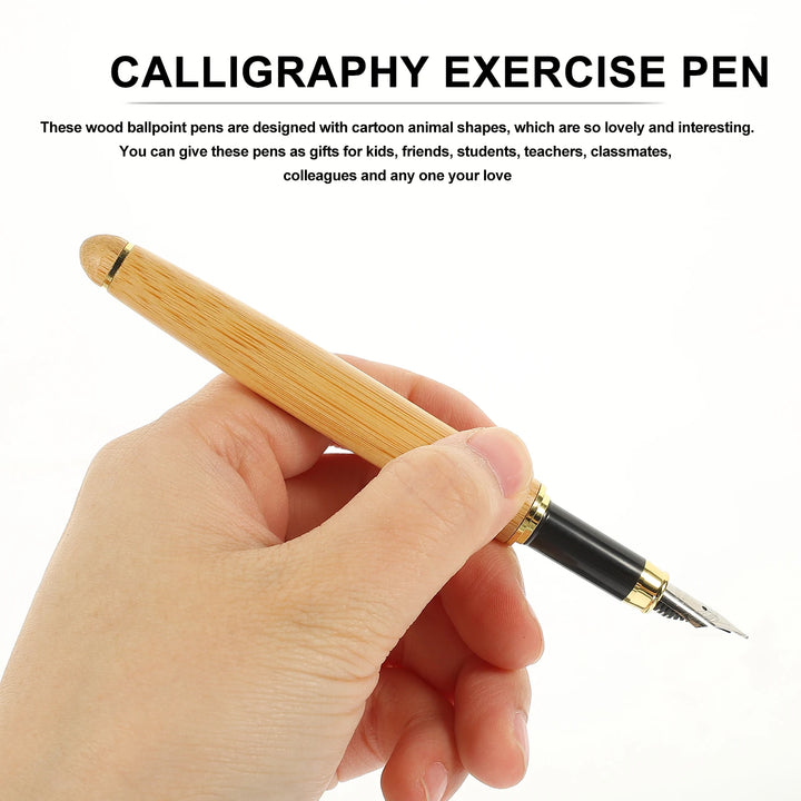 1 set Bamboo Wood Fountain Pens Smooth Writing Multi-use Portable Calligraphy Exercise Journaling Instrument Gift Set