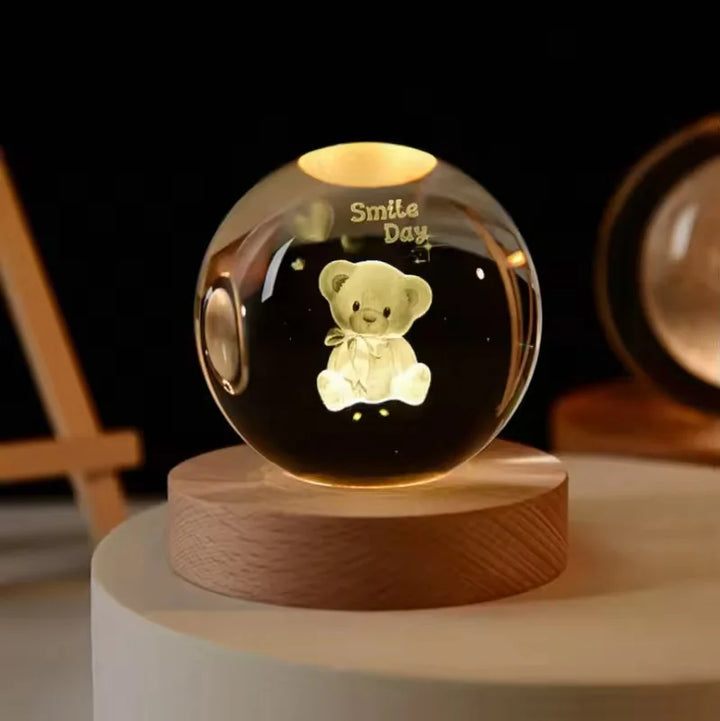 USB powered LED night light in crystal globe
