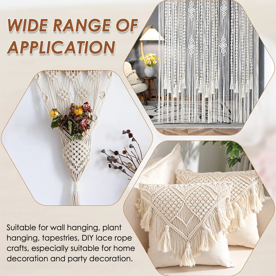 macrame kit with cotton rope and wooden dowel