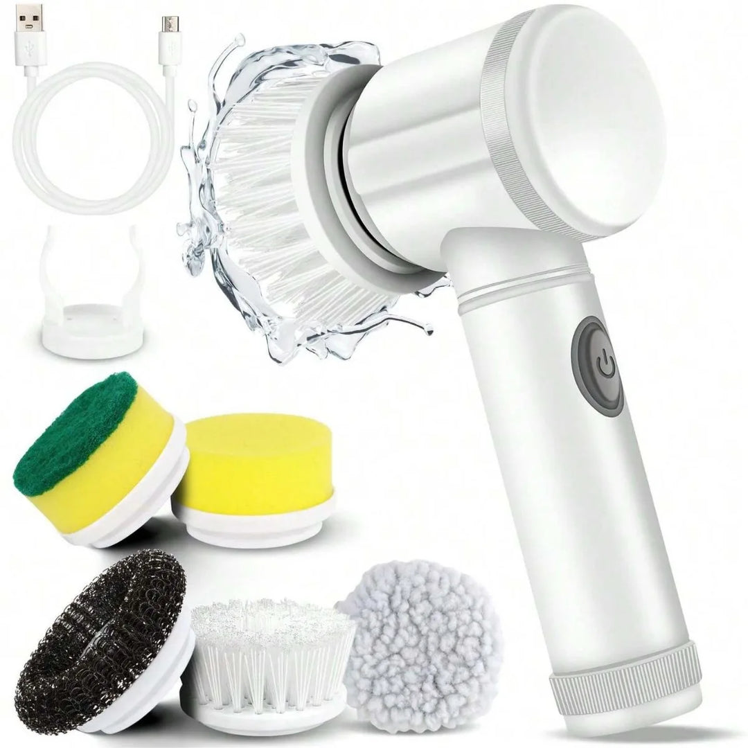 Electric 5 in 1 Powerful Cleaning Brush Spin Scrubber Brush Deep Cleaning with 5 Replaceable Heads For Bathroom Kitchen
