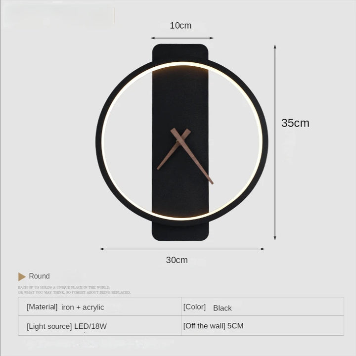 "led wall clock with large digital numbers for living room"