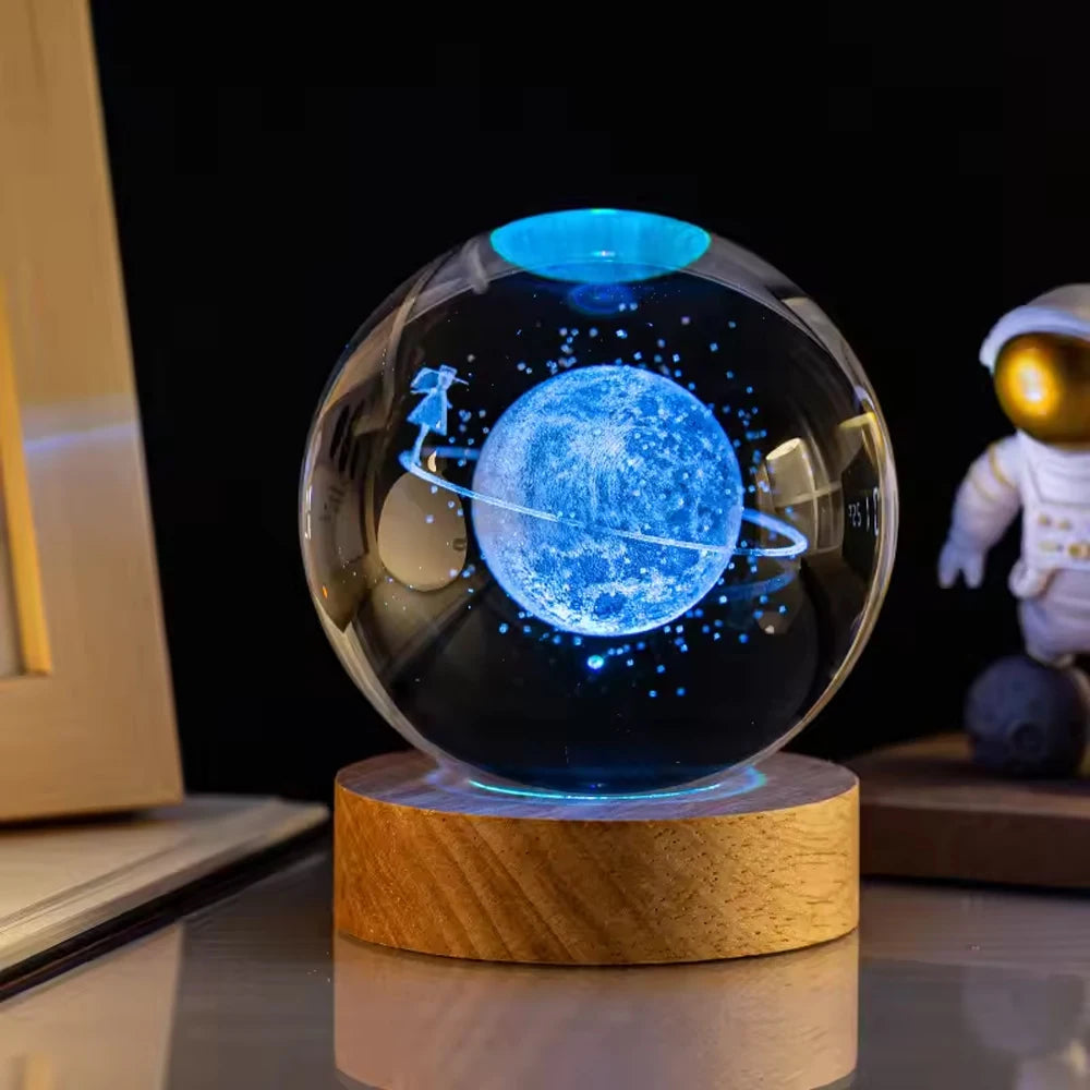 1pc 3D Dolphin Moon Crystal Ball, Birthday Gift To Wife Friend 3D Laser Etched Marine Animal Indoor Statue Lamp Decoration