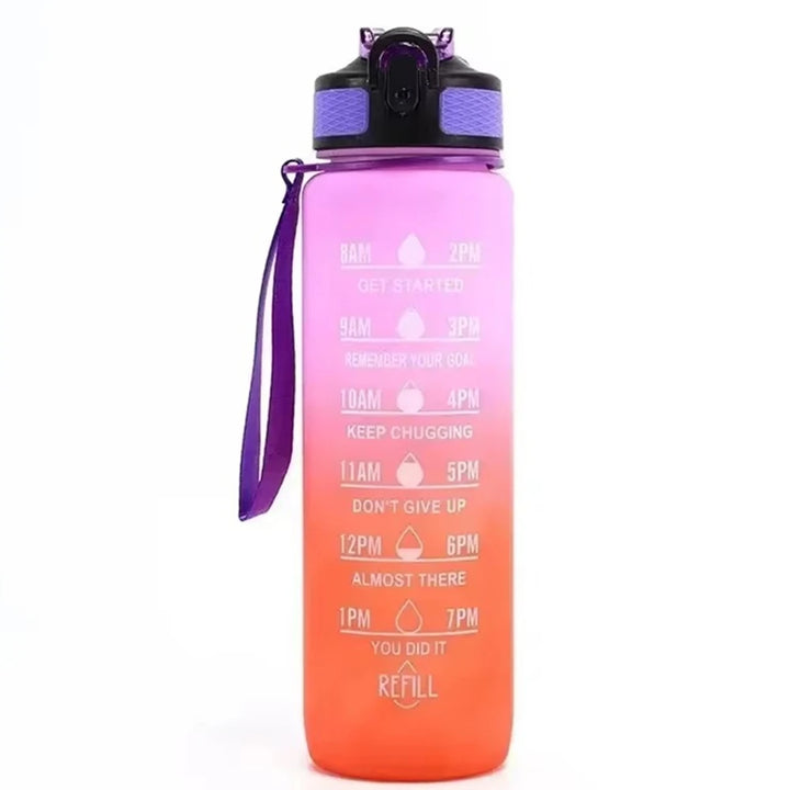 1000ml Leak Proof Water Bottles with Times to Drink and Straw Motivational Drinking Sports Water Bottle for Fitness Gym Outdoor