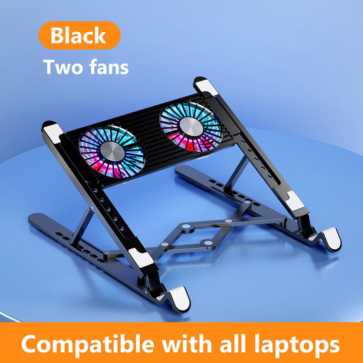 Gaming PC Laptop Cooler ABS/Aluminum Alloy 2/4 Silent Fan Foldable Laptop Cooling Pad Support Portable Height Adjustable Stand