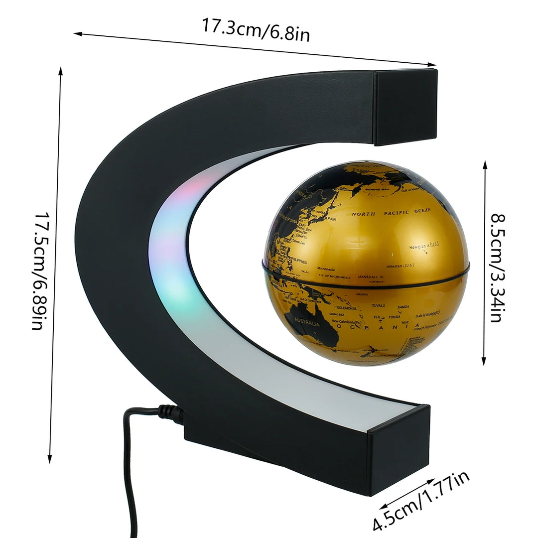 World Globe Pattern Magnetic Levitation Globe LED Rotating Earth Floating Ball Lamp O Shape Bedside Lights Novelty Birthday Gift