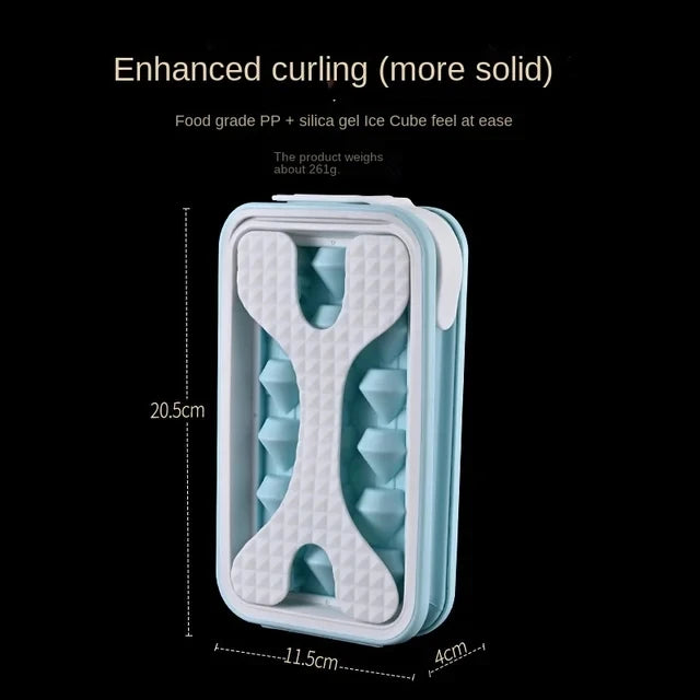 New Ice Cube mold Diamond Shape Ice Maker 18 Ice Cube Mold Foldable Ice Kettle Two-in-one Multi-function Ice Tub Mold