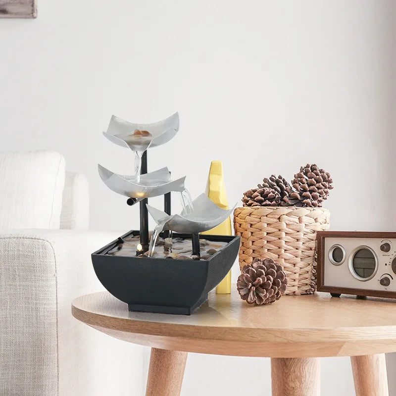 relaxing tabletop water fountain with LED