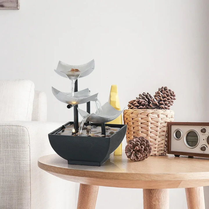 relaxing tabletop water fountain with LED