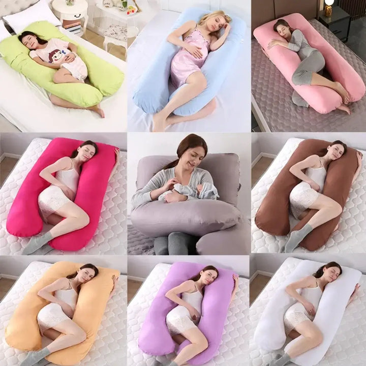 "c shaped maternity pillow for back and belly support"