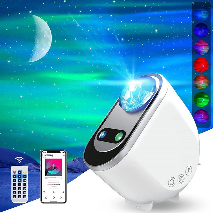 aurora projector lighting up bedroom ceiling